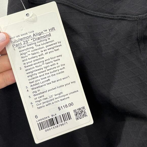 Lululemon Women Size 6 Pants Align High-Rise 25" NEW Textured Diamond Black Yoga - Picture 6 of 12